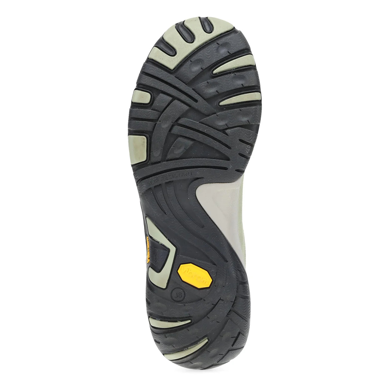 Close-up of a Vibram shoe sole on the Dansko Pia