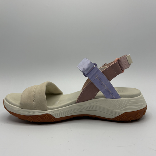 Left facing view of a multi strap sandal