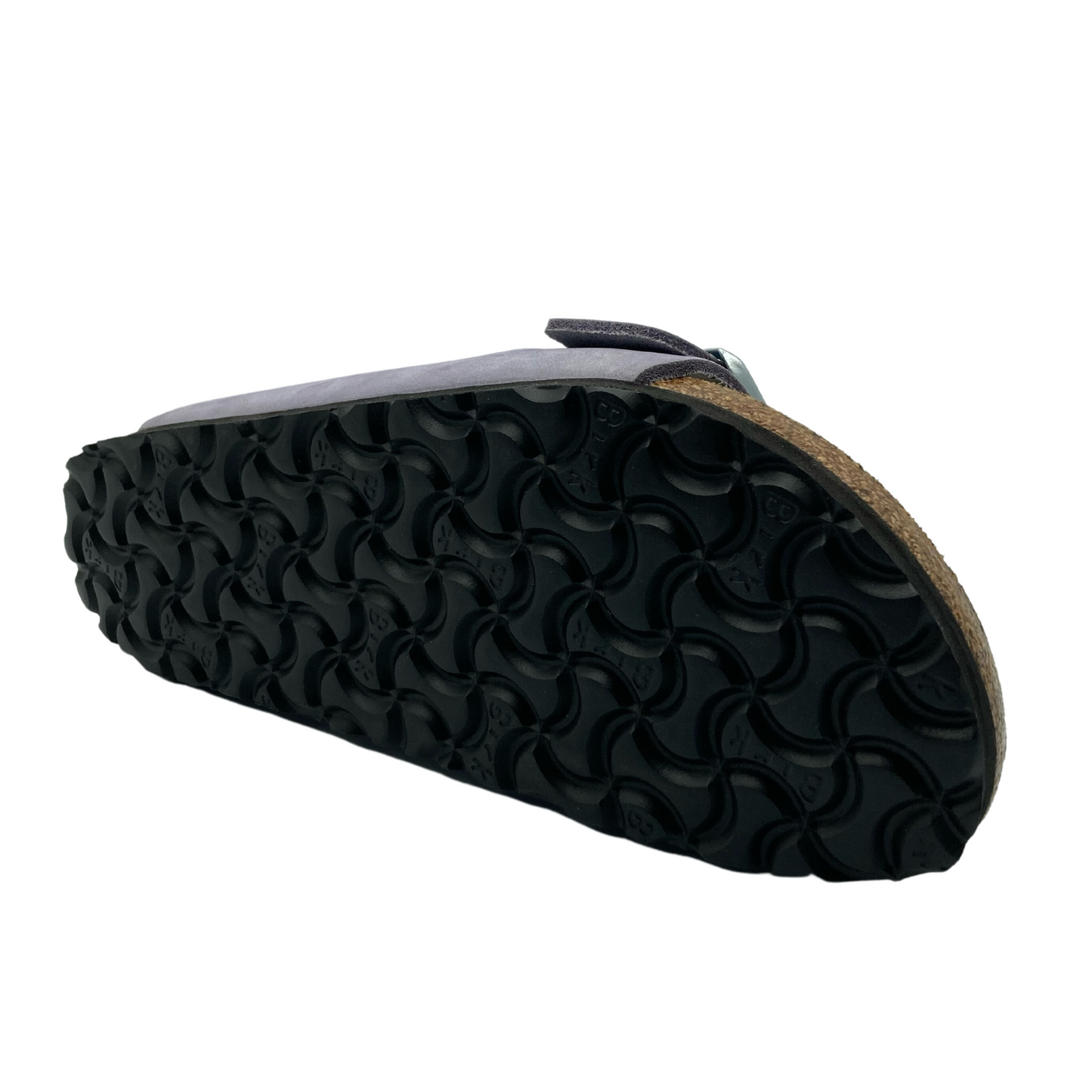 View of the bottom sole of suede leather sandal