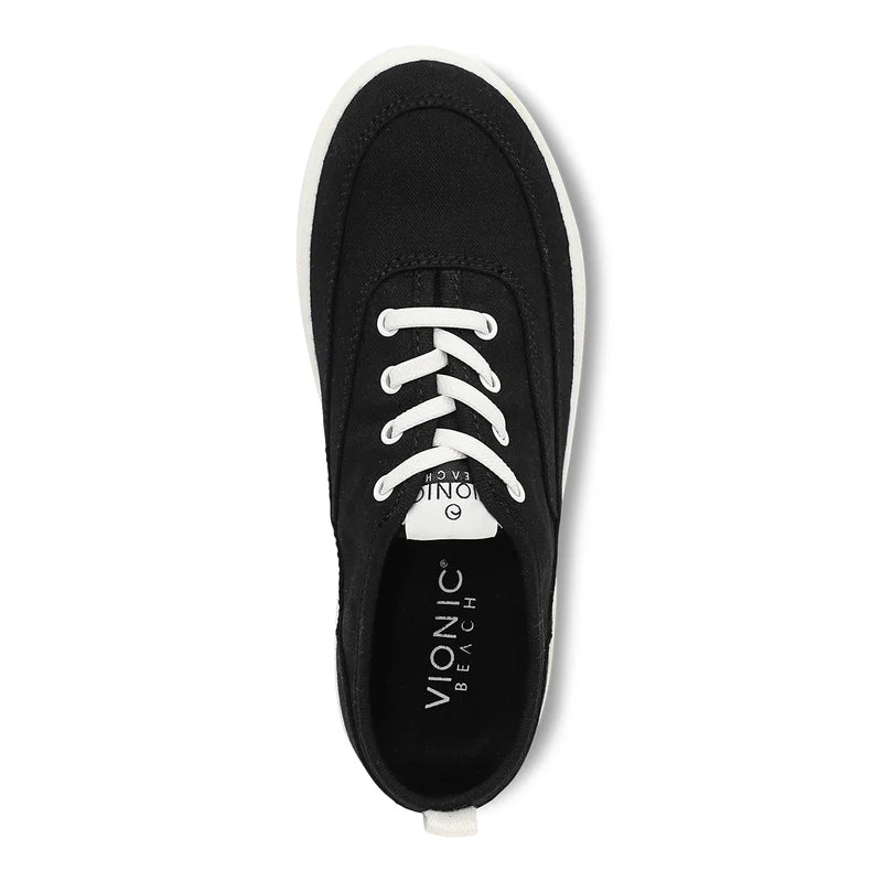 Top view of a black and white sneaker