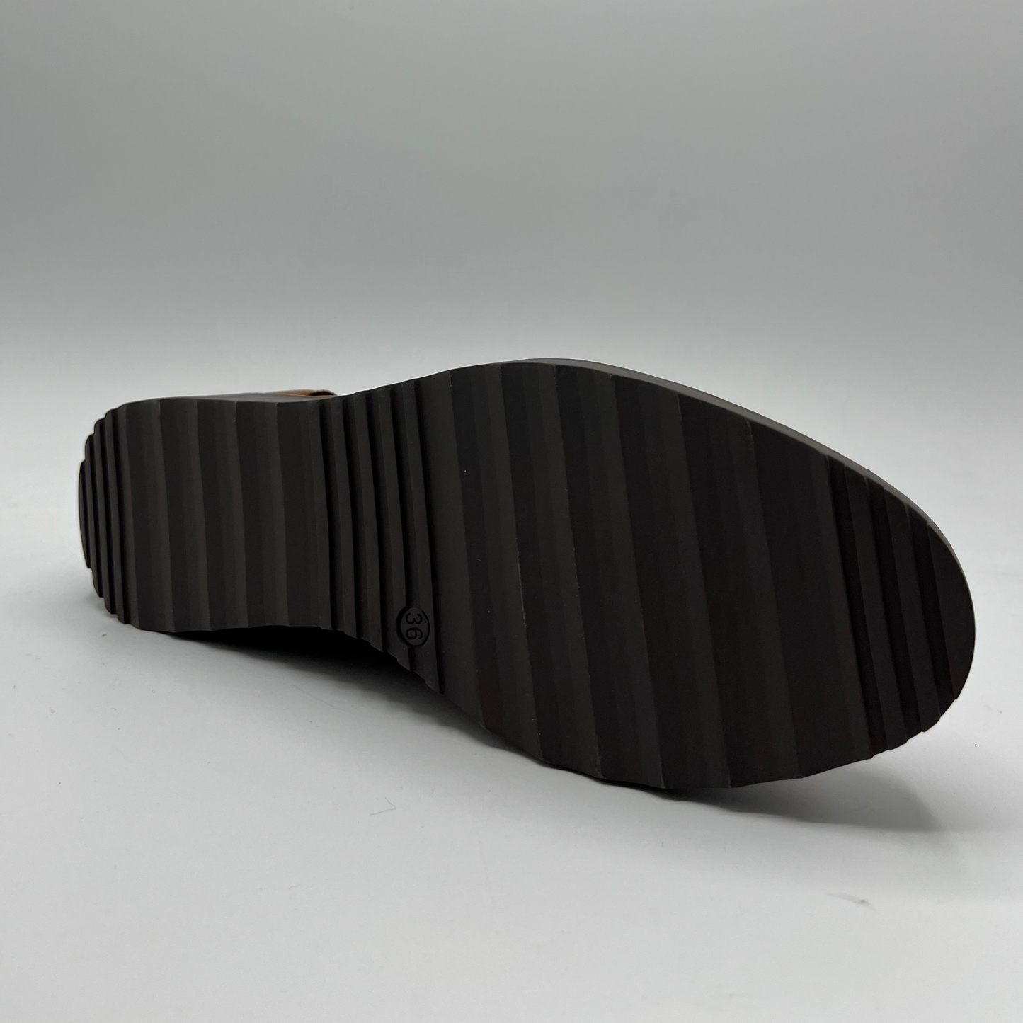 Black shoe sole on a gray background