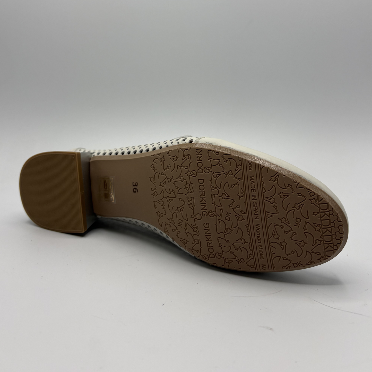 Shoe sole with brand logo on a white background