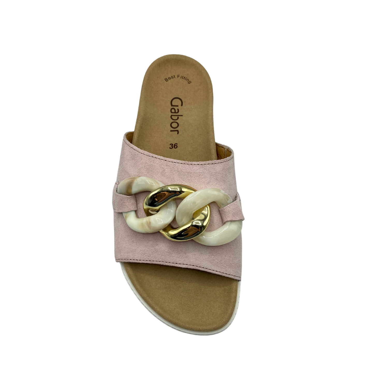Top down view of a simple slide with a chunky chain detail across the top