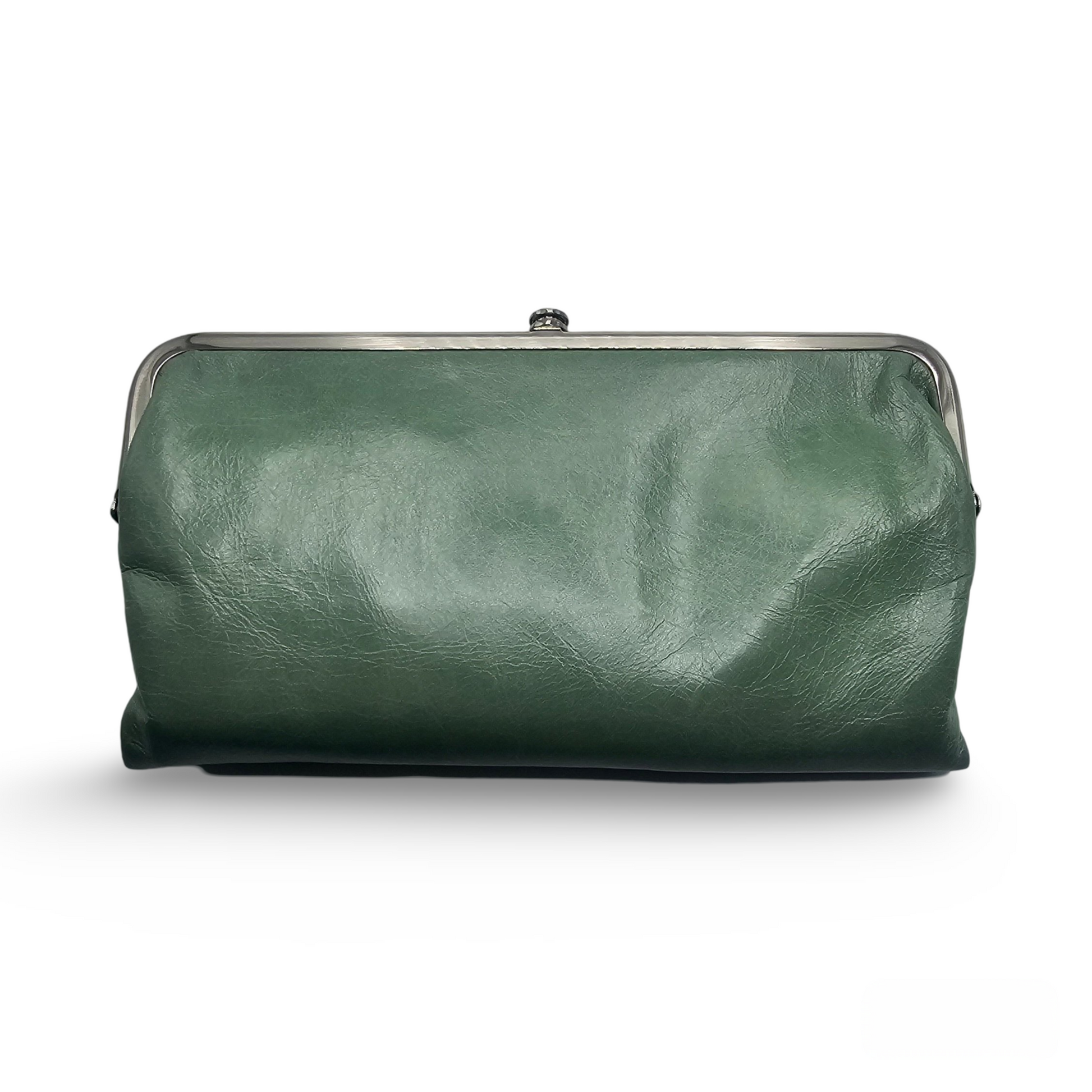 A leather wallet in the colour jade