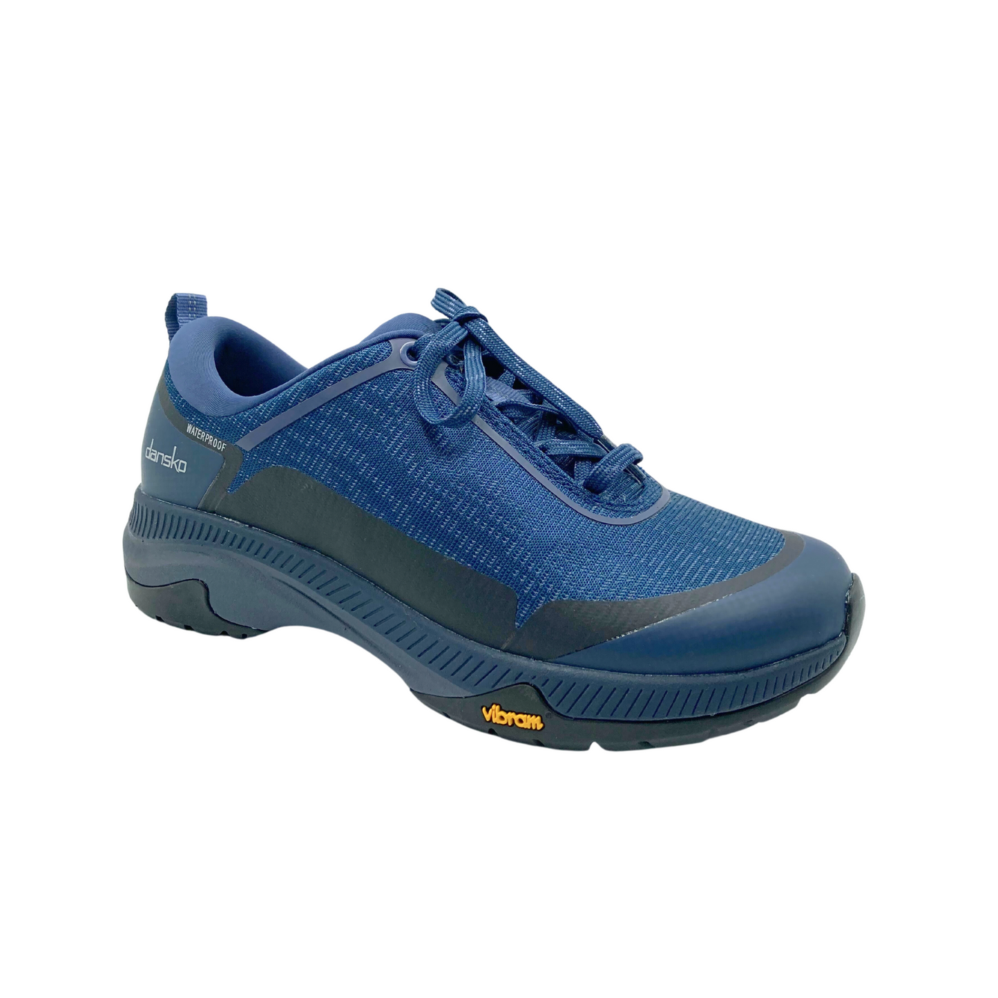 Angled side view of a full support sport shoe with vibram sola