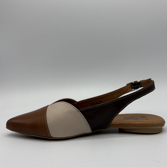 Brown and beige sandal on a white background