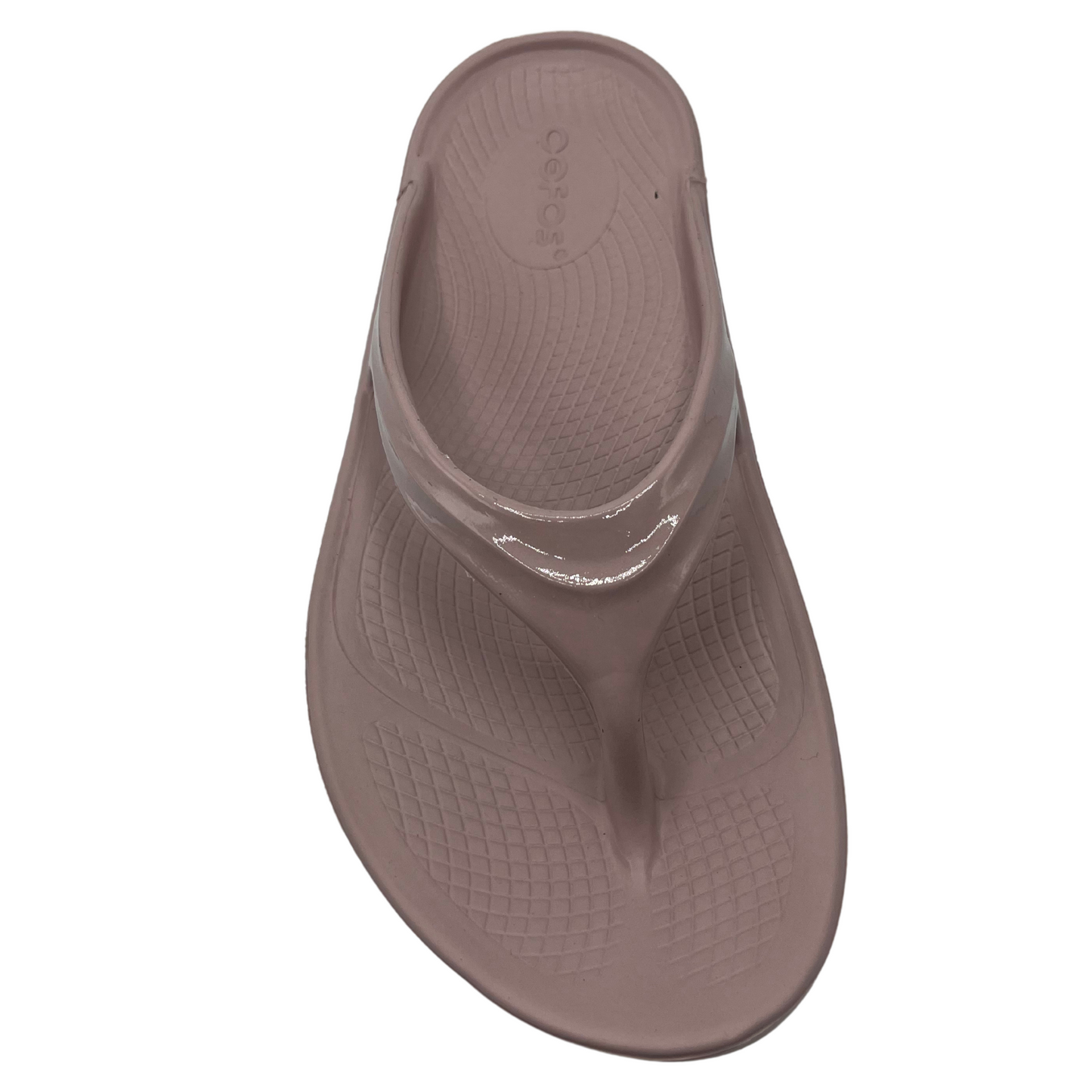 Top view of pink foam thong sandal