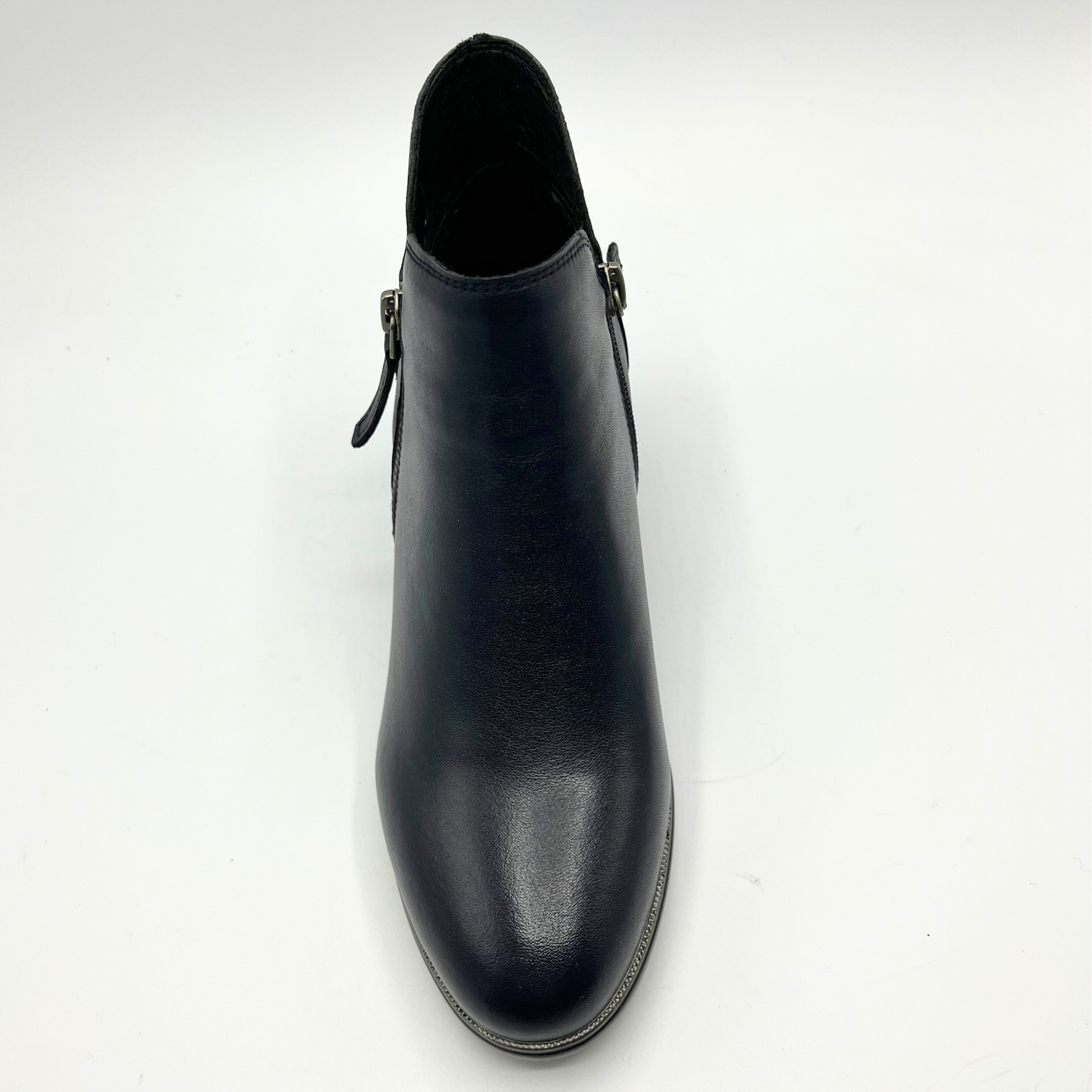 Black ankle boot on a white background