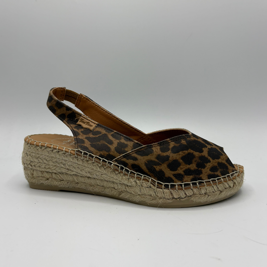 Leopard print espadrille sandal on a white background