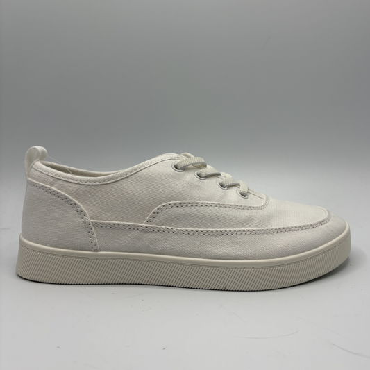 White sneaker on a gray background