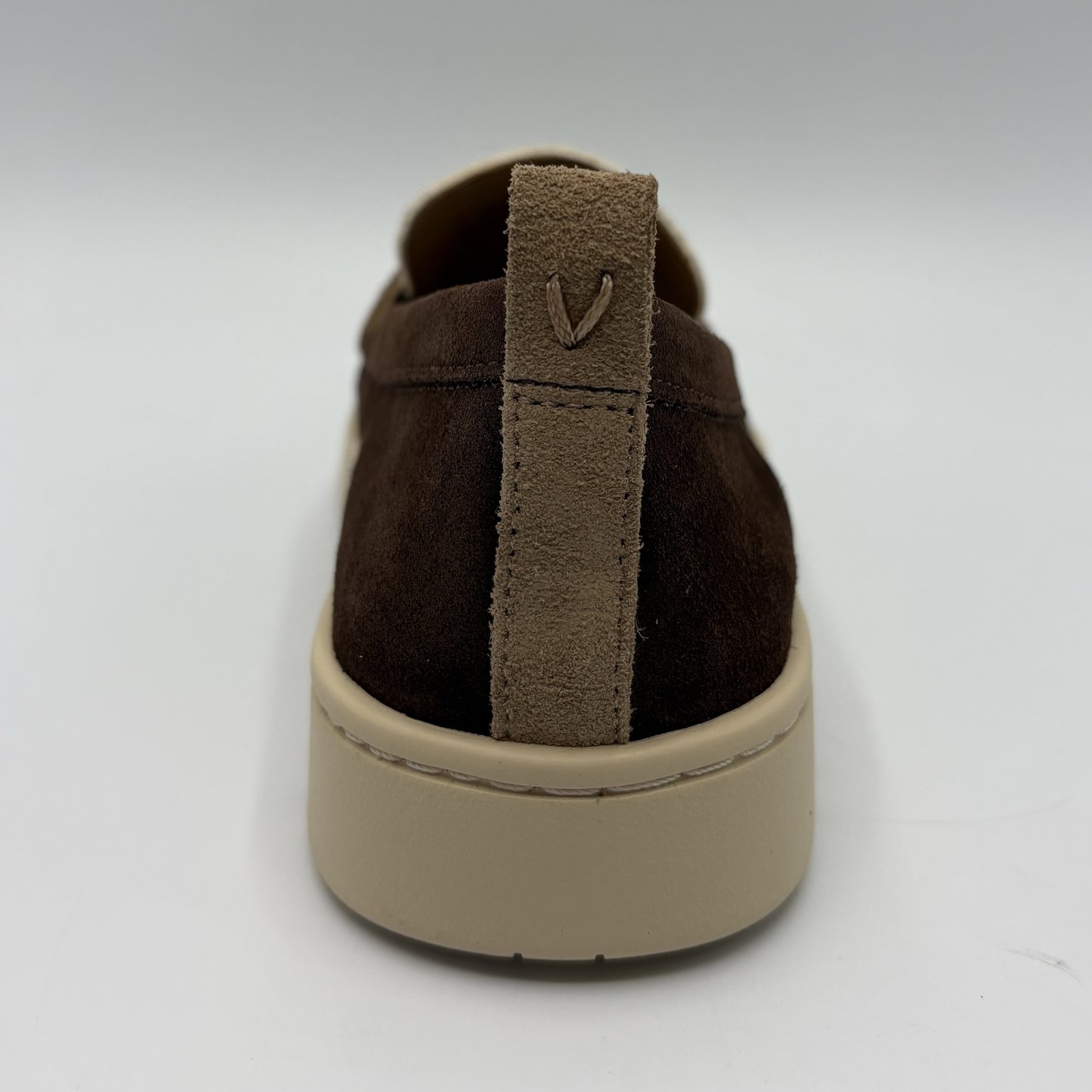 Back view of a multi coloured leather loafer