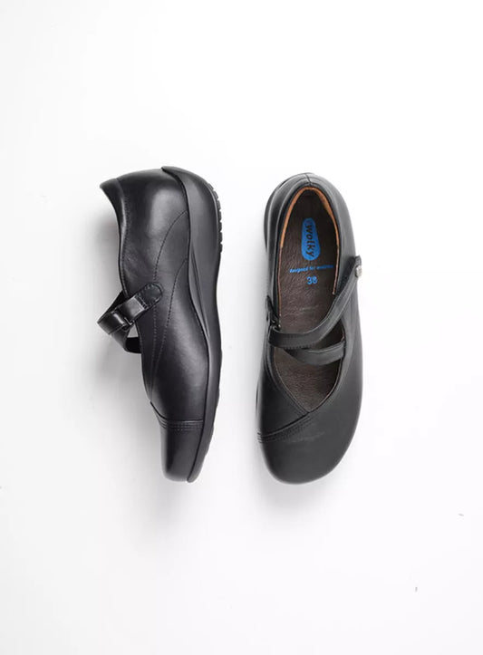 Pair of black shoes on a white background