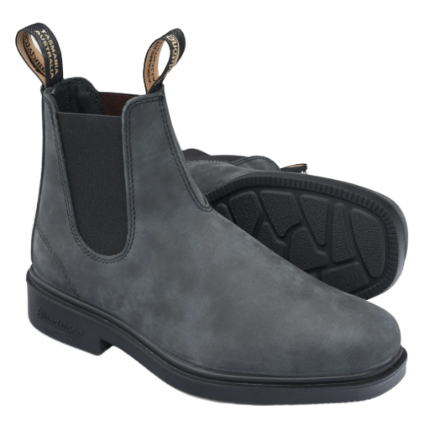 A pair of rustic black leather boots. Black leather lining and black soles.