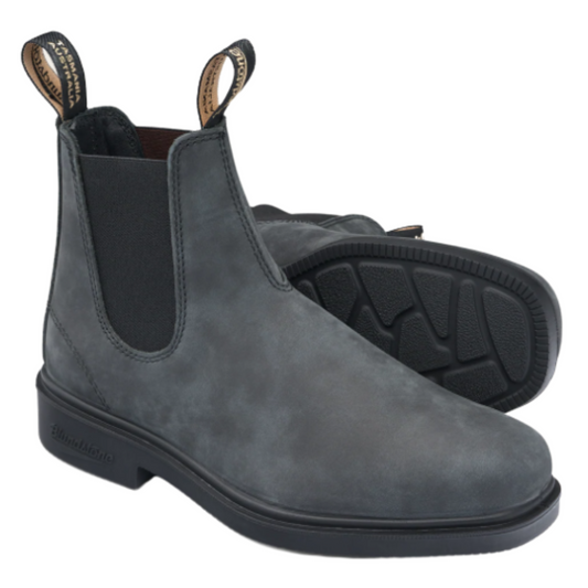 A pair of rustic black leather boots. Black leather lining and black soles.