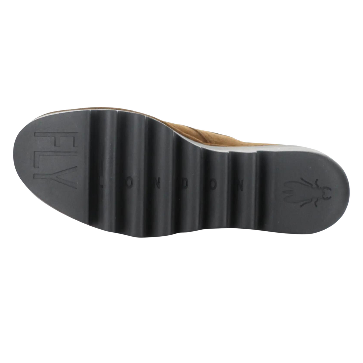 Bottom profile of the Fly London Birt Boot in the colour Camel Tan.