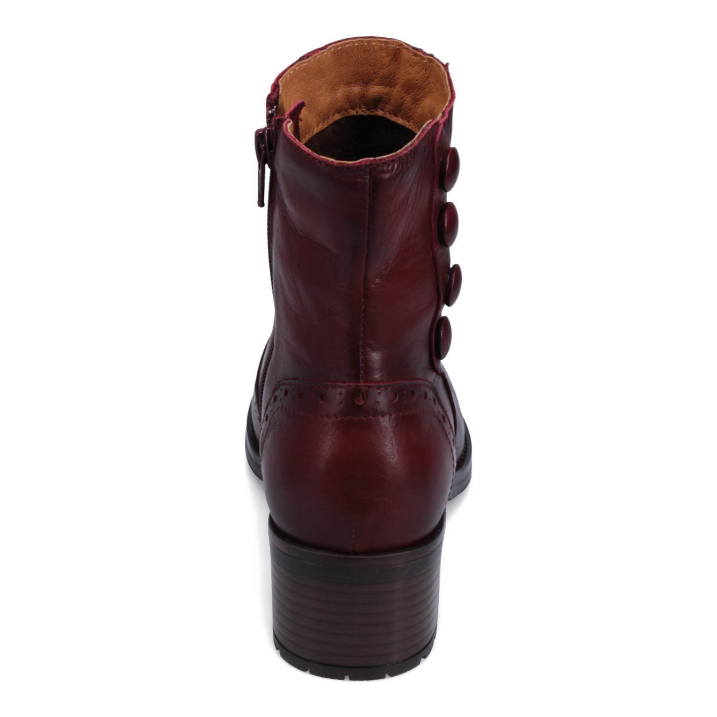 Rear profile of the Miz Mooz Jake Boot in the colour Bordeaux.