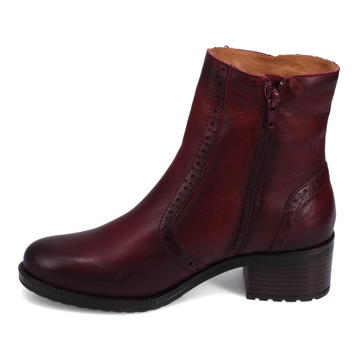 Left side profile of the Miz Mooz Jake Boot in the colour Bordeaux.