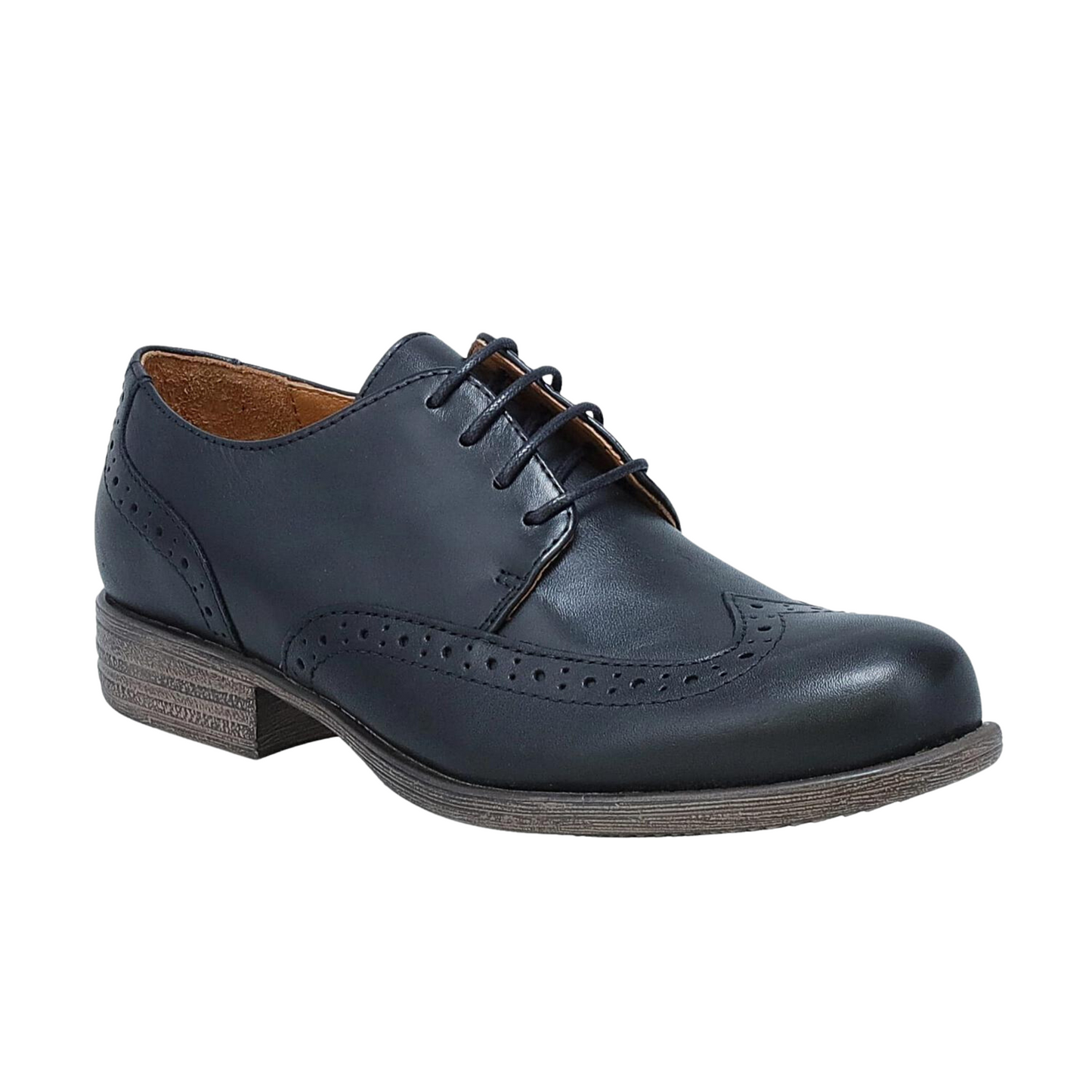 Front angle profile of the Miz Mooz Luther Shoe in the colour Black.