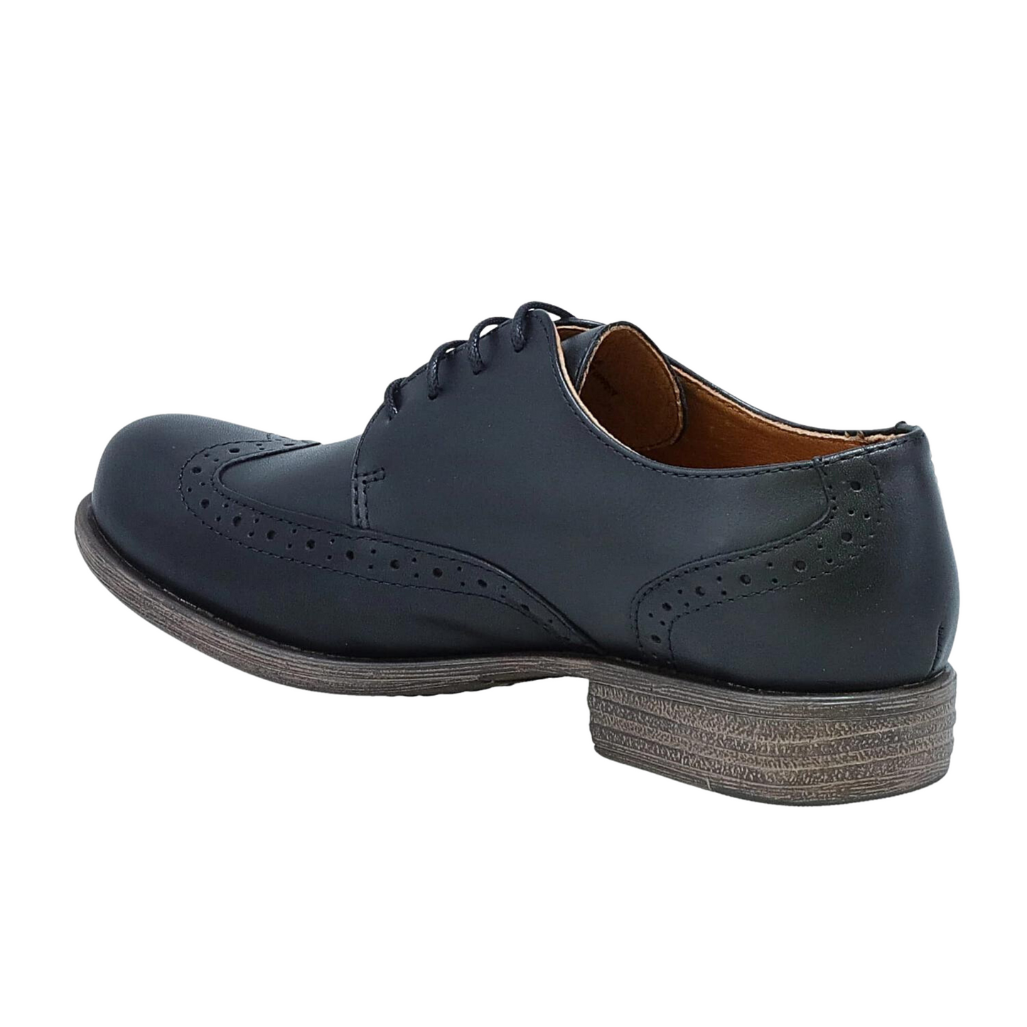 Rear angle profile of the Miz Mooz Luther Shoe in the colour Black.