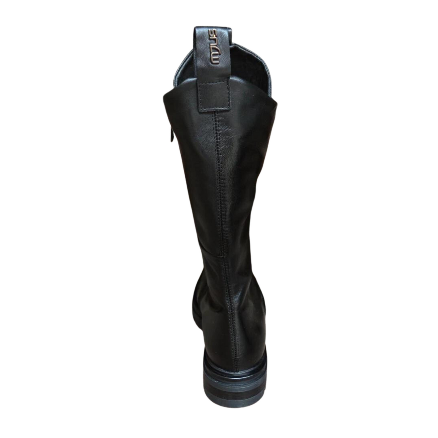 Rear profile of the Mjus Bologna Boot in the colour Black.