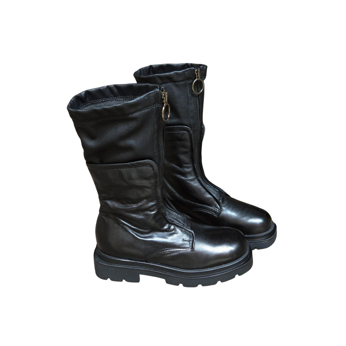 Side profiles of a pair of Mjus Lucca Boots in the colour Black.