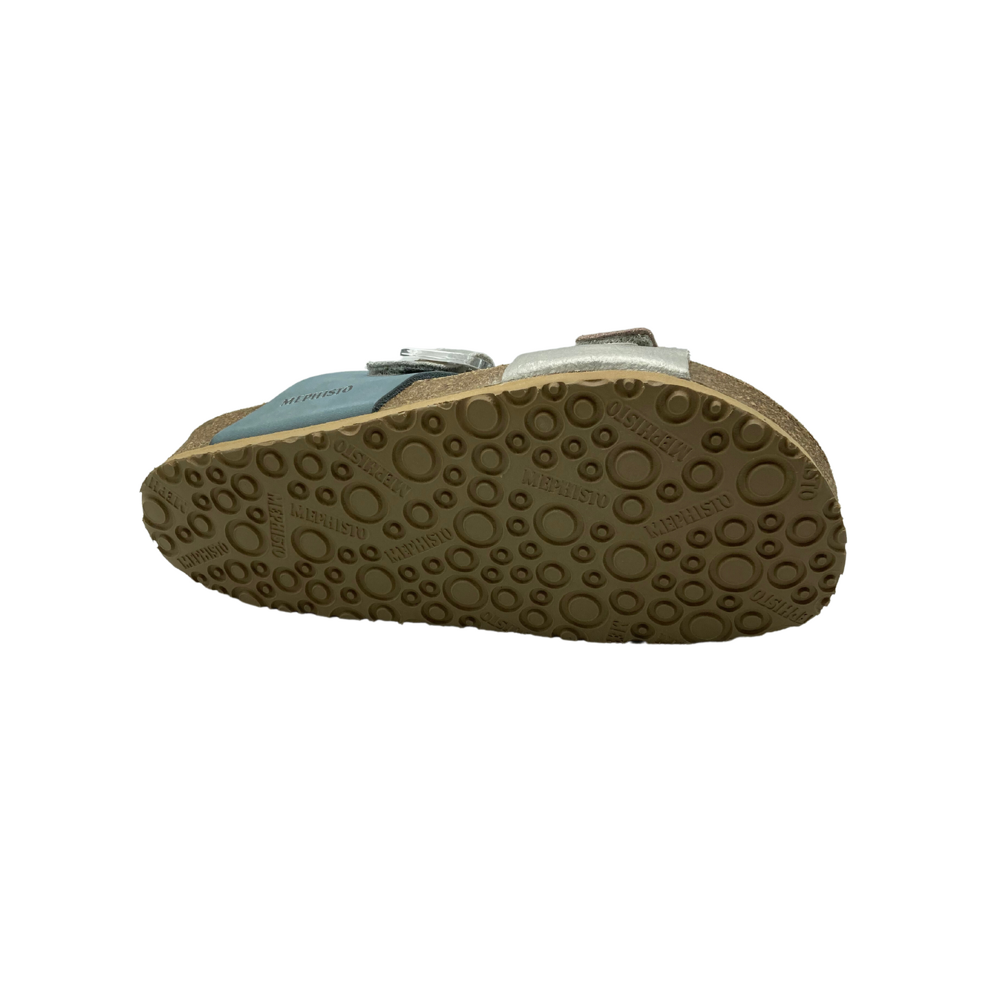 The Mephisto Madison sandal is crafted with a full grain leather upper and a rubber sole, featuring a supportive cork bed.