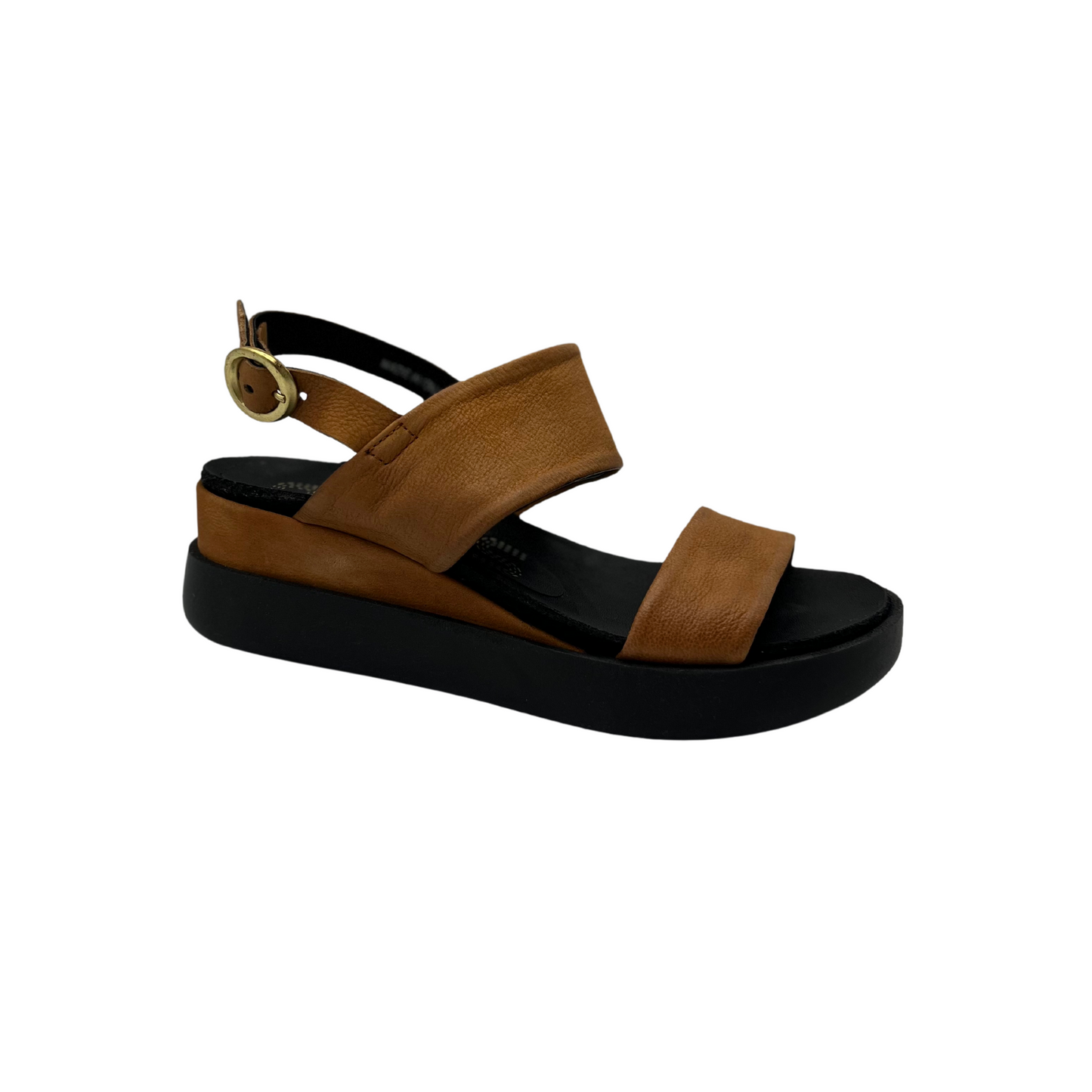 Side view of the Mjus Tippa platform sandal in Paprika.
