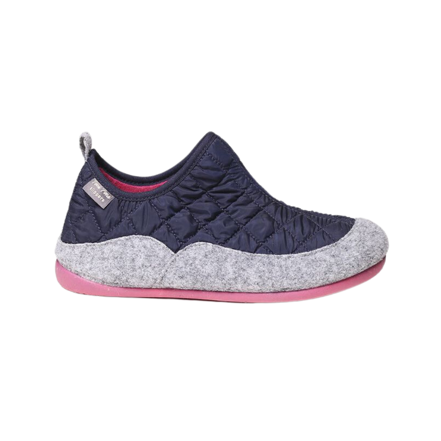 Side profile of the Toni Pons Mare Slipper in the colour Navy.