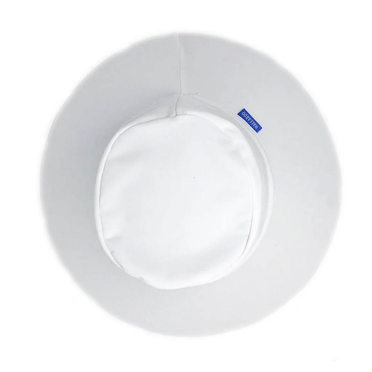 Upper view of the aqua hat showing the full circumference of the hat.