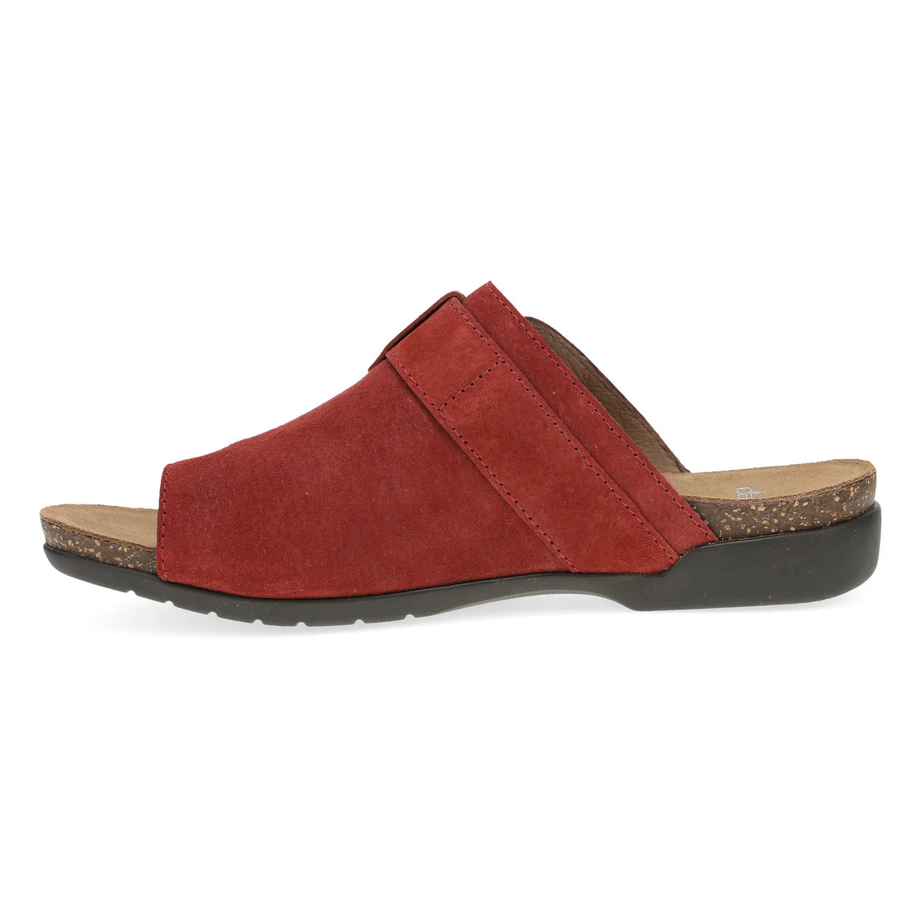Red sandal with a black sole on a white background
