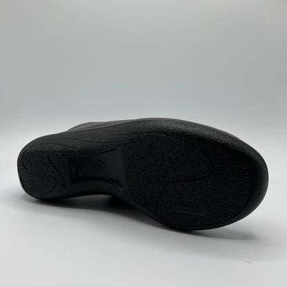 Back view of a grey lace up sneaker with a perforated upper.