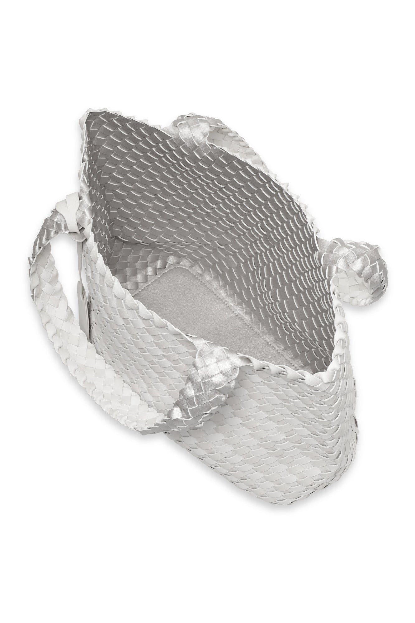 Woven tote bag on a white background