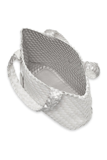 Woven tote bag on a white background