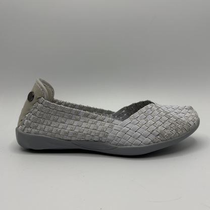 Gray woven shoe on a gray background
