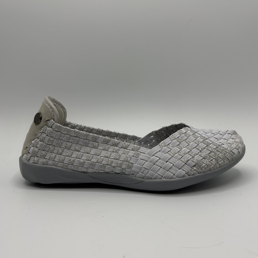 Gray woven shoe on a gray background