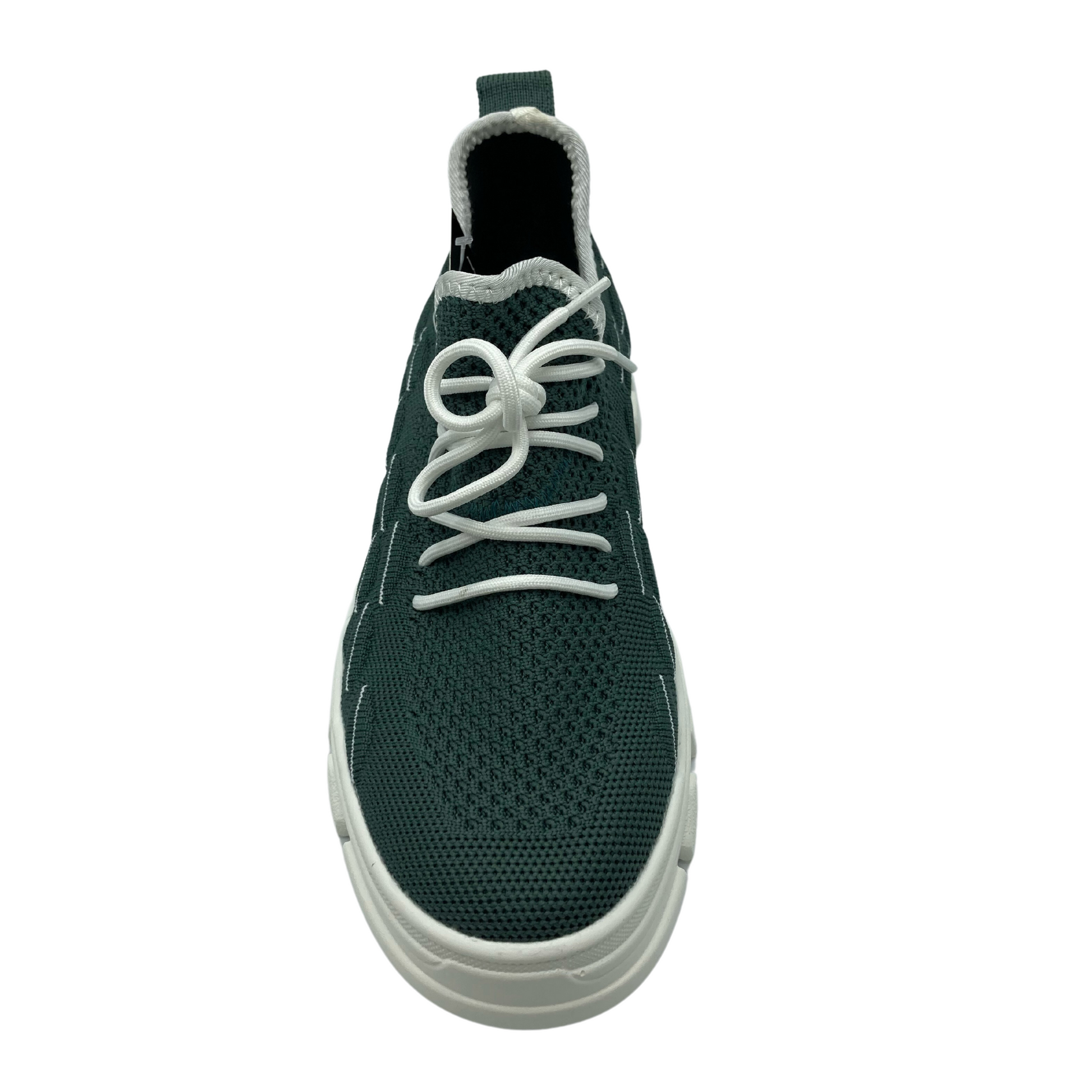 Top  view of pine mesh sneakers with white rubber lug sole