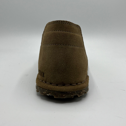 Brown suede shoe on a white background