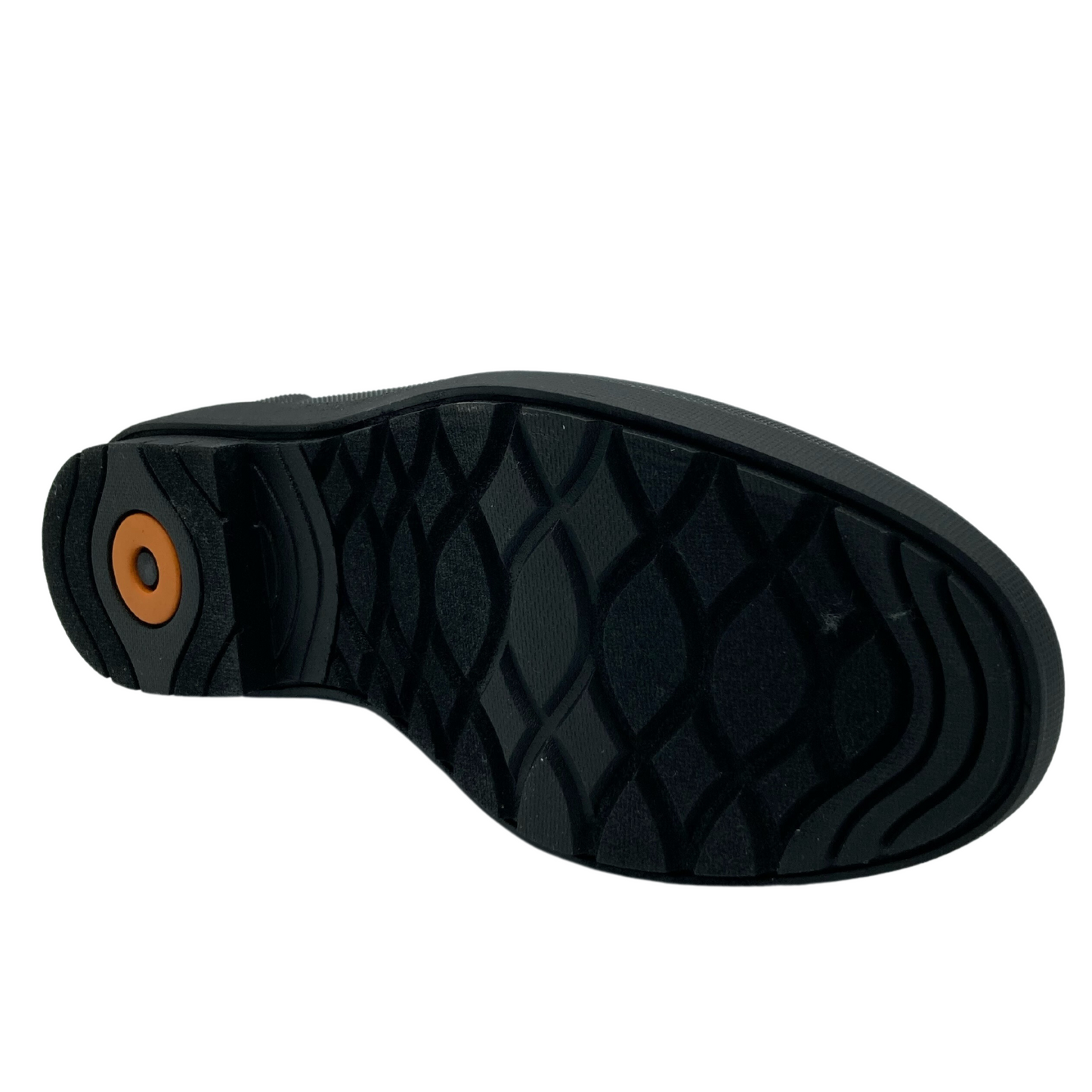 Bottom view of rain boot with black outsole