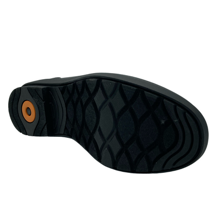 Bottom view of rain boot with black outsole