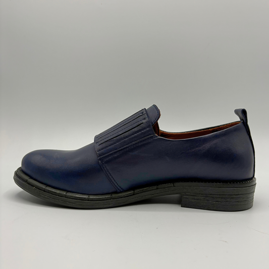 Navy loafer on a white background