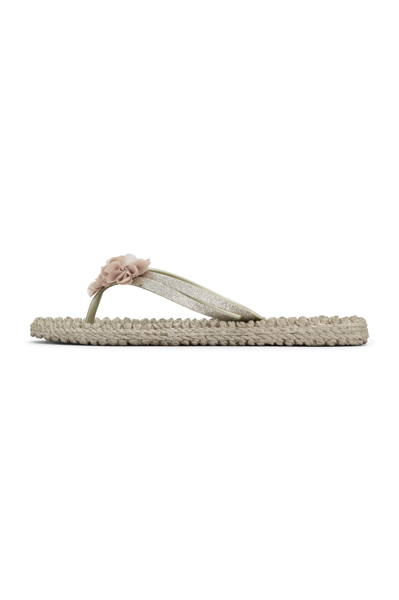 pretty flip flop sandal in profile with coordinating floral detail on front. shop ILSE JACOBSEN shoes at Waterlilyshoes.com 