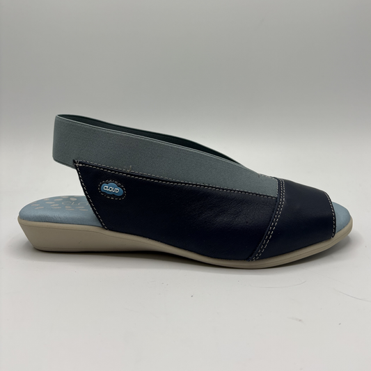 Navy and gray sandal on a white background