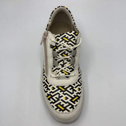 Sneaker with geometric pattern on a white background