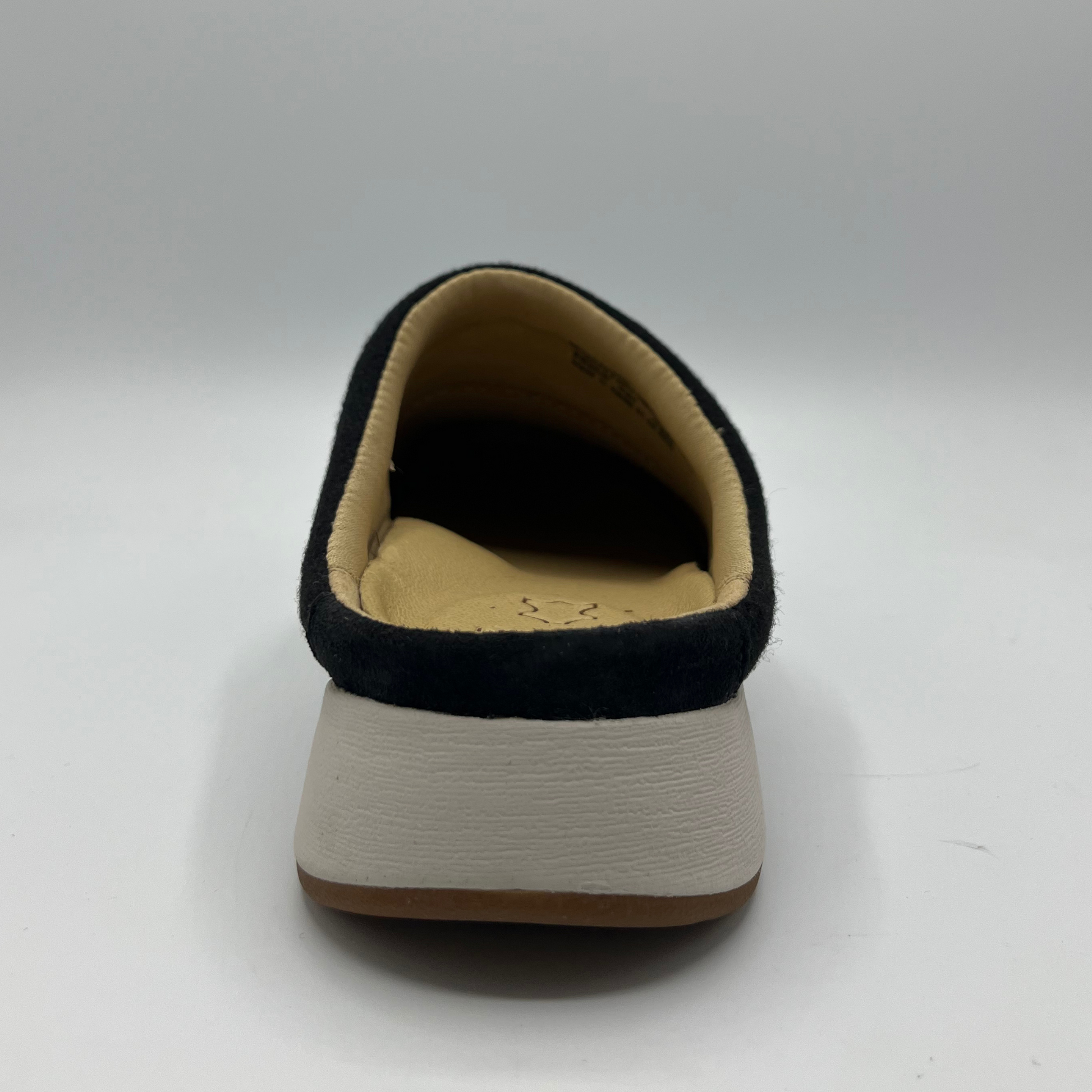 Black and beige slipper on a white background