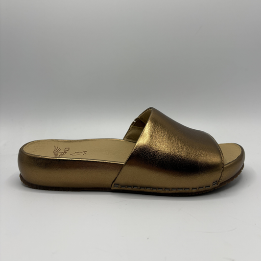 Gold sandal on a white background