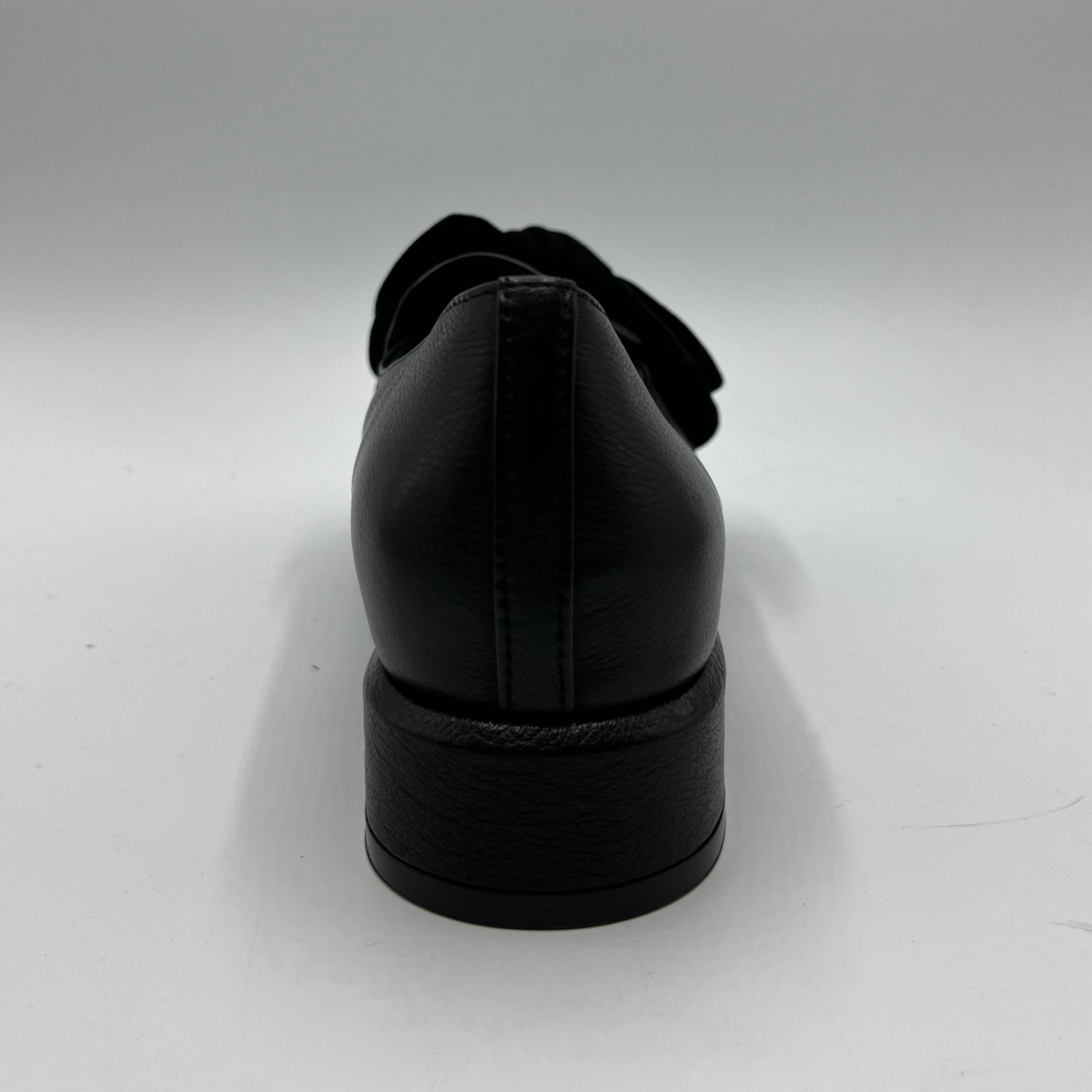 Black dress shoe on a white background