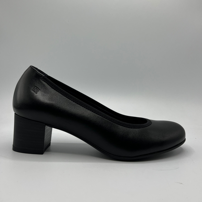 Black shoe on a gray background