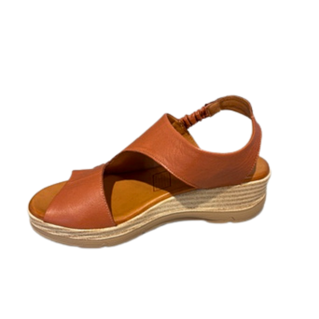 Mahogany sandal with wooden sole on a white background