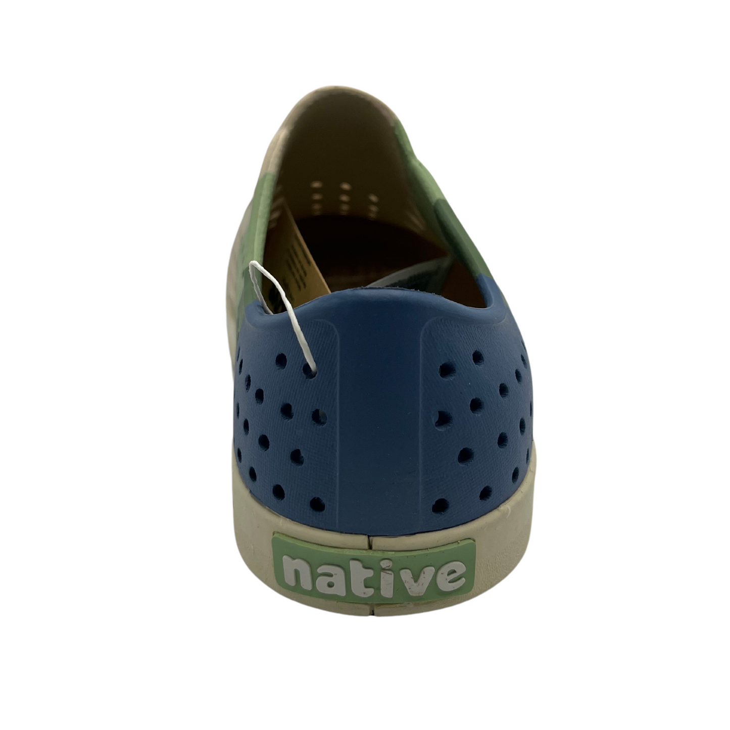 Back view of EVA perforated shoe with rounded toe