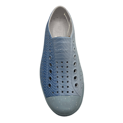 Top view of blue algae EVA perforated shoe